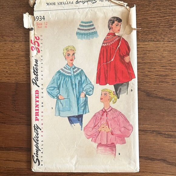 Vintage 1954 Simplicity 4934 Misses & Women’s Smock & Bed Jacket sewing pattern - Picture 1 of 4